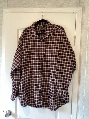 Abercrombie & Fitch Plaid Button-Down Shirt in Burgundy, Navy, and White XL EUC